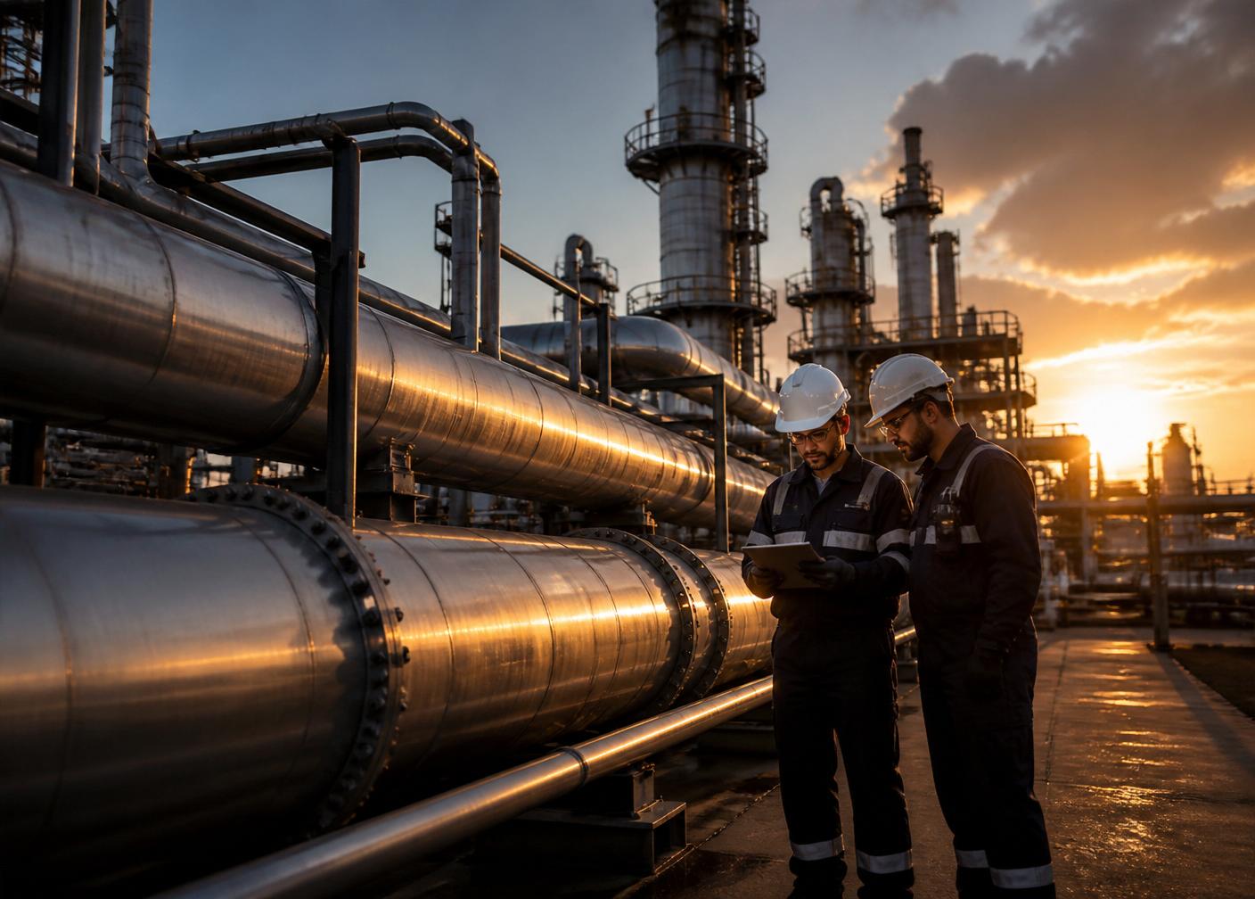 Tecnici di Rossano Metal in un impianto petrolchimico